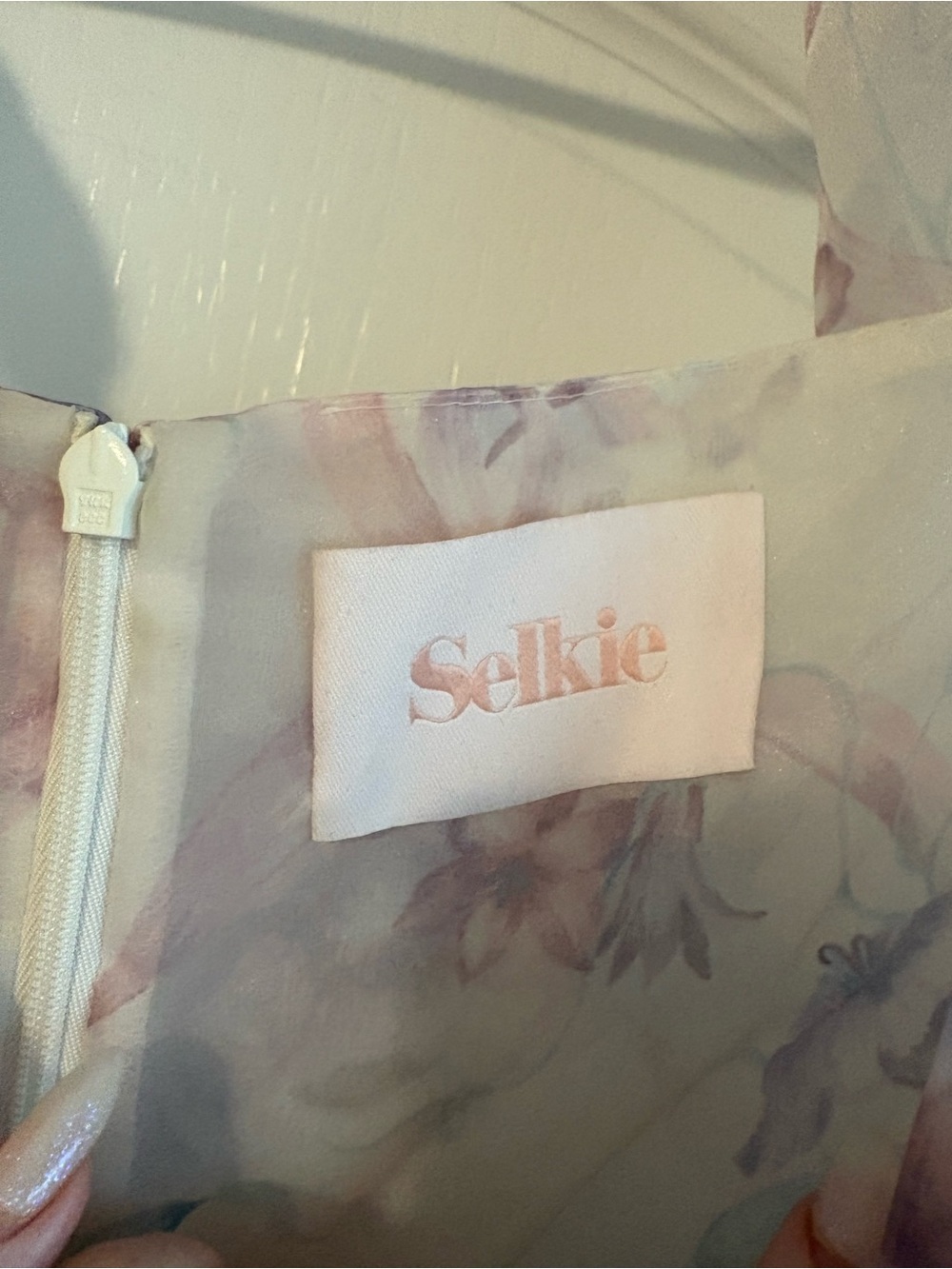 Selkie Floral Puff-Sleeve Mini Dress in Pastel Lavender and Blush - Picture 3 of 6
